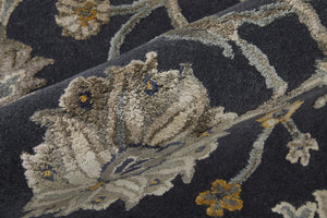 Feizy Rugs Prescott Hand-tufted Viscose & Wool Floral Rug - Traditional Persian Design With Elegant Sheen Blue,Silver,Gray Viscose,Wool Pct8940fnvygrye10