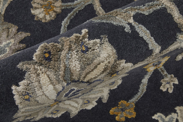 Feizy Rugs Prescott Hand-tufted Viscose & Wool Floral Rug - Traditional Persian Design With Elegant Sheen Blue,Silver,Gray Viscose,Wool Pct8940fnvygrye10