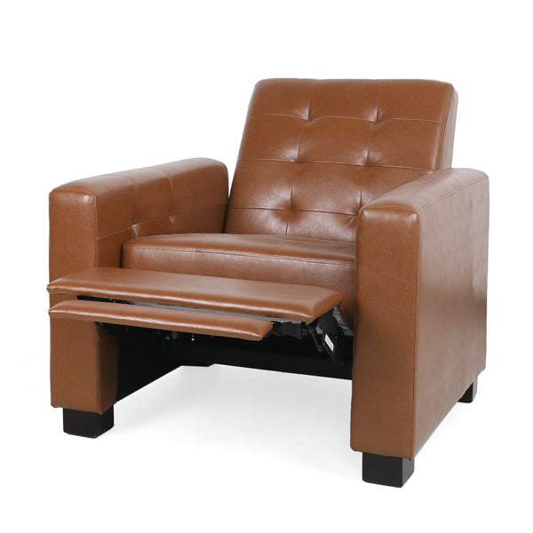 English Elm Christopher Knight Home® - RECLINER ergonomic PU leather lounge chair with plush padding and supportive design for home comfort and style Light Brown 71978.00PUCOGN