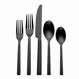 Lenox Oneida Chef's Table Black 20 Piece Everyday Flatware Set, Service for 4 Metallic, STAINLESS METAL B1022020AL20