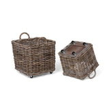 Rattan Woven Square Basket with Casters, Set of 2 ECW30218 Park Hill