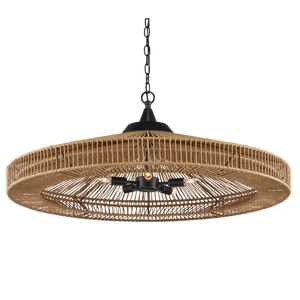 Maldives Chandelier - Handmade Wrought Iron Fixture with Rope Twine, Natural Style, 5 Bulb Design