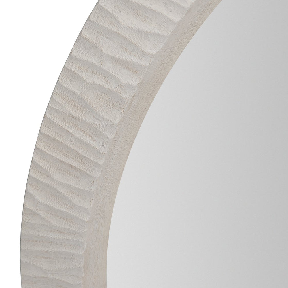 Bernhardt Bernhardt Solaria Round Mirror With Chiseled Cast-Resin Frame, 44" Rustic-Modern Sculptural Accent 310333