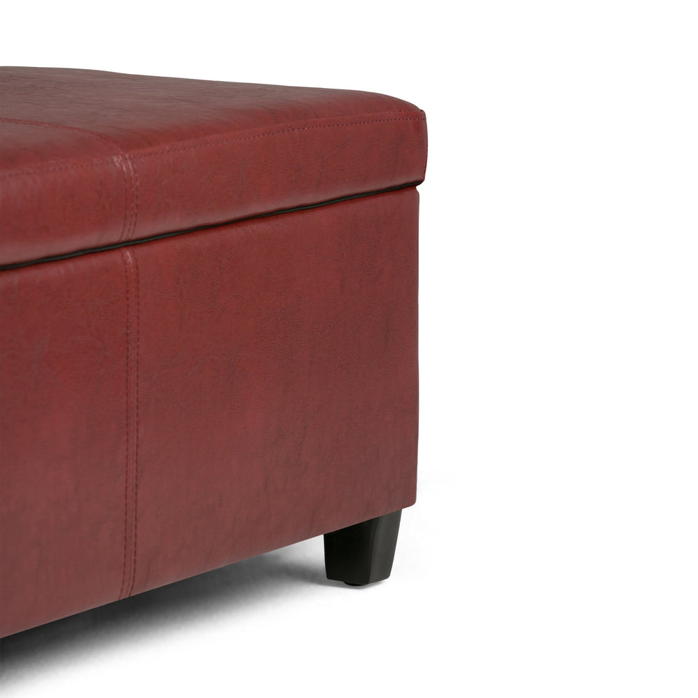 English Elm Avalon - Stylish Red Vegan Faux Leather Storage Ottoman Bench For Modern Living Spaces & More B136P158649