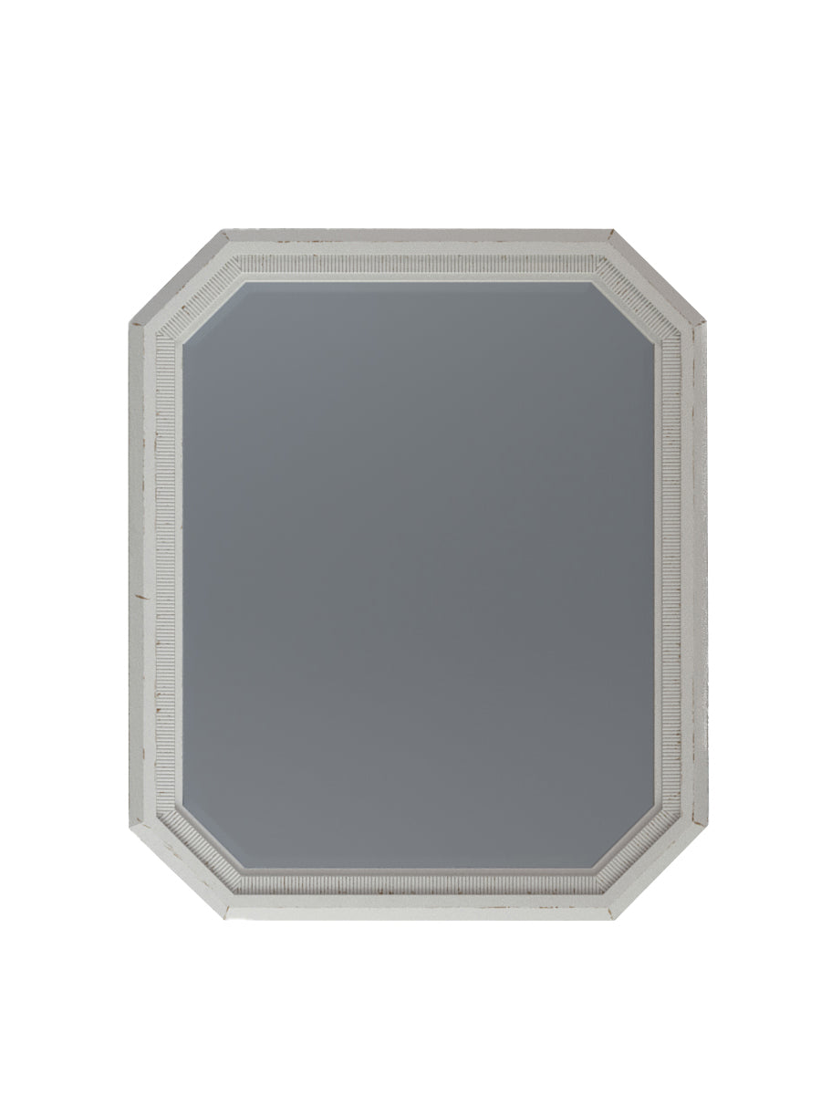 A.R.T. Furniture Palisade Vintage White Mirror – Elongated Beveled Glass With Distressed Frame For English Cottage Charm White Resin,Glass 273121-2917