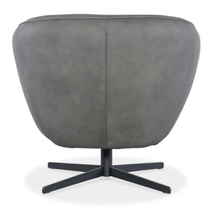 Hooker Furniture Mina Luxe Swivel Chair In Buckskin Navy Leather With Low Channeled Back, Sloped Arms & Metal Base Gray CC722-SW-095