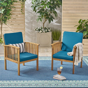 English Elm Casa Acacia Slatted Outdoor Club Chairs Set of 2 with Gray Finish Coastal Patio Seating 63513.00DT