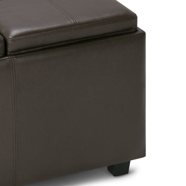 English Elm Avalon Chocolate Brown Storage Ottoman – Stylish Faux Leather With Hidden Storage & Serving Trays B136P158110