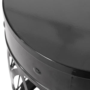 English Elm Outdoor Powder-coated Iron Nesting Accent Tables Set of 2 Laser-cut Circle Design Black 73606.00BLK