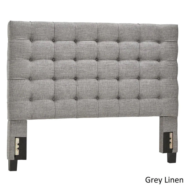 Homelegance By Top-Line Matson Button Tufted Linen Upholstered Headboard Grey Linen