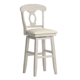 Homelegance By Top-Line Juliette Napoleon Back Wood Swivel Bar Stool White Rubberwood