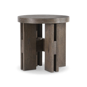 Bernhardt Bernhardt Outline Round Side Table In Cassel Wire-Brushed Oak — Frank Lloyd Wright Inspired Craftsmanship 360120