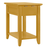 Homelegance By Top-Line Cerie 1-Drawer Side Table with Charging Station Yellow Wood