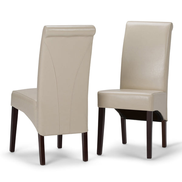 English Elm Avalon Deluxe Parson Dining Chair Set Of 2 - Elegant Satin Cream Upholstered Comfort For Any Space B136P159801