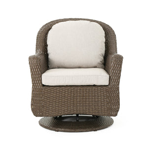 English Elm Christopher Knight Home® - Liam Swivel Club Chair Set Of 2 - Stylish Brown Rattan Outdoor Seating With Weather-Resistant Cushions 61516.00BRN