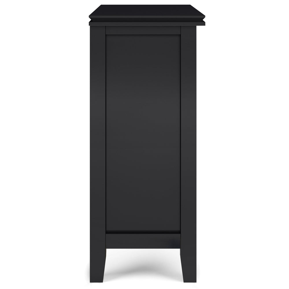 English Elm Artisan Low Storage Cabinet - Elegant Black Design With Glass Doors And Adjustable Shelves For Versatile Use B136P158391