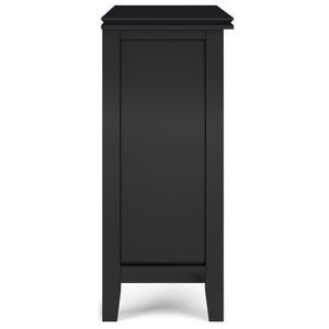 English Elm Artisan Low Storage Cabinet - Elegant Black Design With Glass Doors And Adjustable Shelves For Versatile Use B136P158391