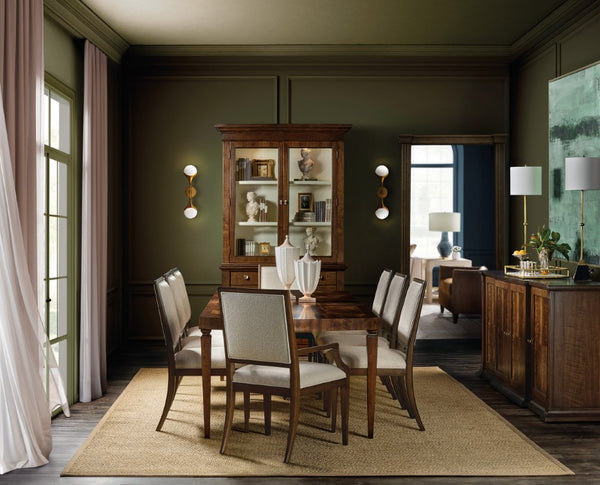 Hooker Furniture Archives Rectangular Dining Table In Classic Walnut Veneer With Two 20" Leaves, Tapered Legs & Support 6123-75200-89