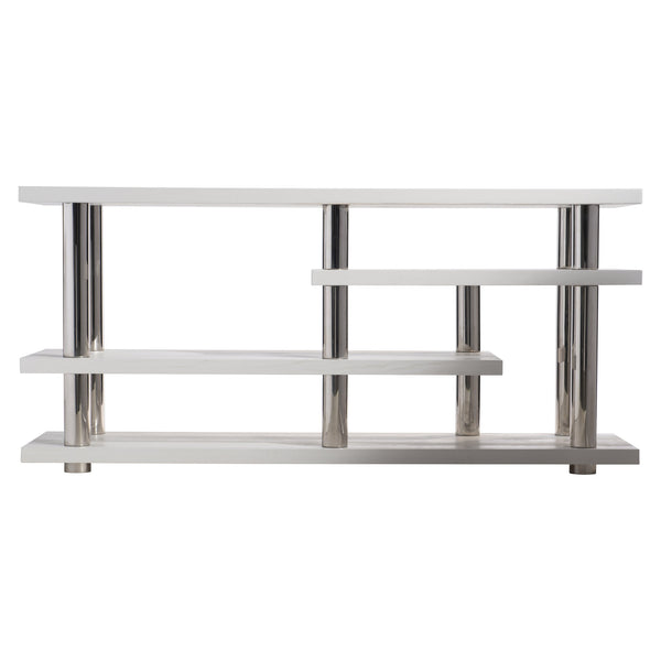 Bernhardt Bernhardt Yuma Console Table With Azucar Wood Shelves & Polished Stainless Posts, 69"W X 32"H Elegance 316912