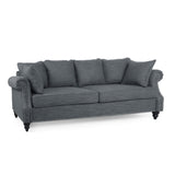 Christopher Knight Home® - Noble House - Manbow Contemporary Fabric Pillowback 3 Seater Sofa With Nailhead Trim