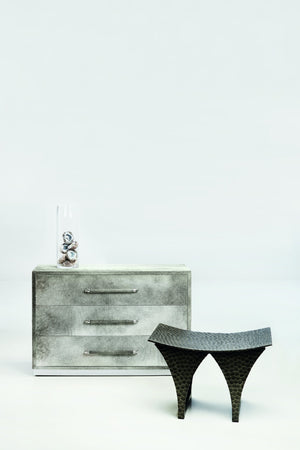 Bernhardt Bernhardt Parkin Hair-On-Hide Drawer Chest With Stainless Plinth, Saddle Stitching, Felt-Lined Drawers 369032