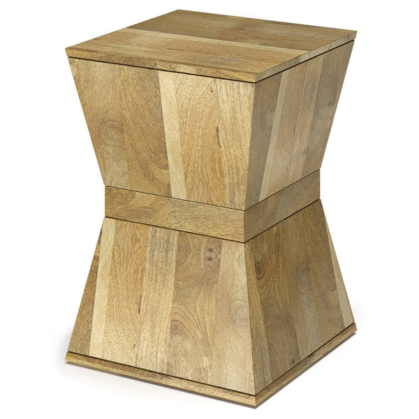 English Elm Westfield Handcrafted Mango Wood Side Table in Natural Light Brown — Modern Boho End Table, 14x14x20" B136P159655