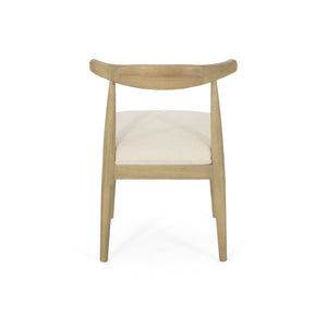 English Elm Dining Chair Set of Two Rubberwood Upholstered Seats Mid-century Modern Open Back Style Ivory 74526.00IVR