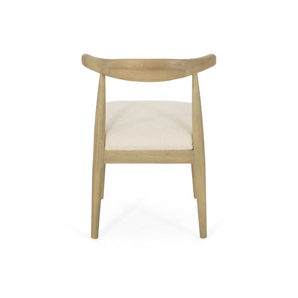 English Elm Dining Chair Set of Two Rubberwood Upholstered Seats Mid-century Modern Open Back Style Ivory 74526.00IVR