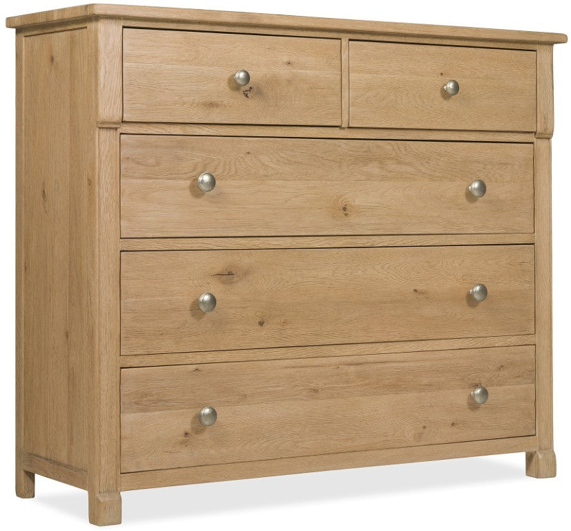 Hooker Furniture Driftwood Buckboard Five-Drawer Chest With Cedar Lined Bottom, Self-Closing Drawers & Knobs Light Wood 6820-90011-80