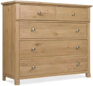 Hooker Furniture Driftwood Buckboard Five-Drawer Chest With Cedar Lined Bottom, Self-Closing Drawers & Knobs Light Wood 6820-90011-80