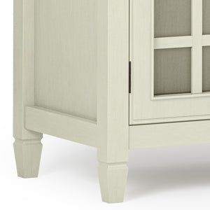 English Elm Connaught Low Storage Cabinet - Timeless Antique White Charm With Glass Doors & Adjustable Shelves B136P158530