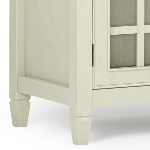 English Elm Connaught Low Storage Cabinet - Timeless Antique White Charm With Glass Doors & Adjustable Shelves B136P158530