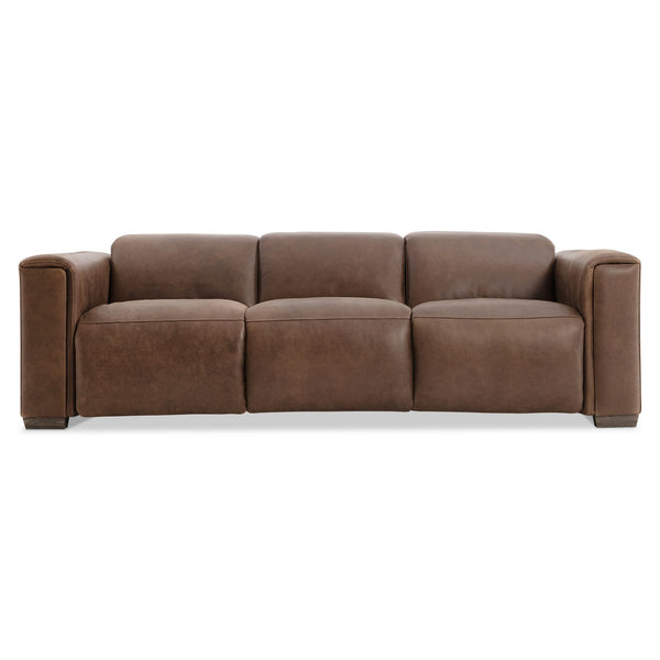 Bernhardt Bernhardt Billings Leather Power Motion Sofa With Pop-Up Headrests, Fold-Over Padded Arms & Stitching 527RLO