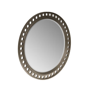 A.R.T. Furniture Cove Round Mirror - Glamorous Wall Art With Circular Orb Cutouts And Beveled Edge For Elegance Grey Rubberwood Solids,Primavera Veneer,Glass 349123-2743