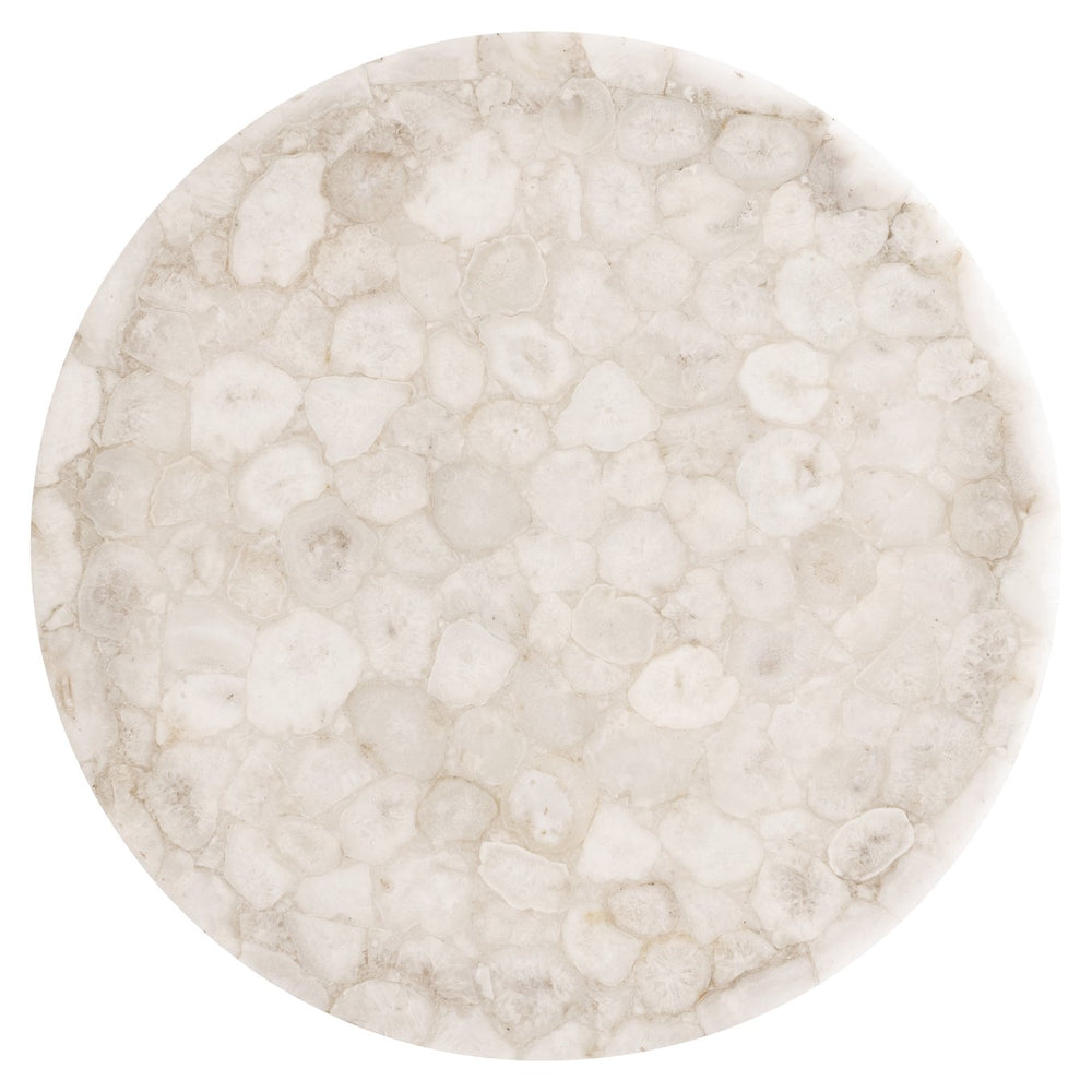 Bernhardt Bernhardt White Agate Shimla Cocktail Table With German Silver Canister Base — Elegant Centerpiece 328480