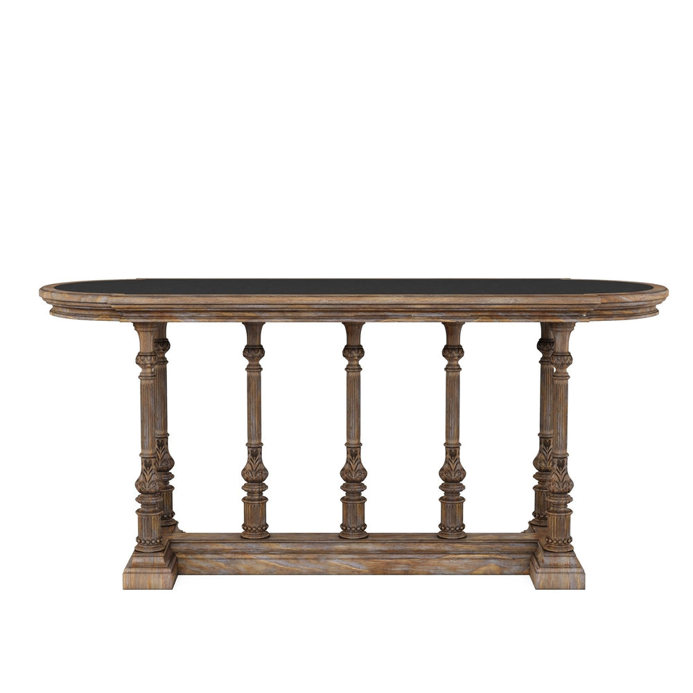 A.R.T. Furniture Architrave Gathering Pub Table - Elegant Almond Finish, Adjustable Height, Seats 6, Rustic Charm Brown Material, Pine Solids And Veneer,Granite 277235-2608