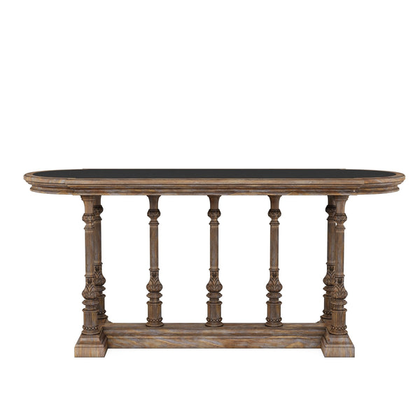 A.R.T. Furniture Architrave Gathering Pub Table - Elegant Almond Finish, Adjustable Height, Seats 6, Rustic Charm Brown Material, Pine Solids And Veneer,Granite 277235-2608