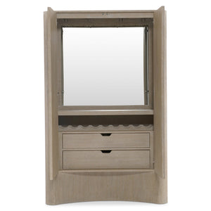 Bernhardt Bernhardt Loggia Bar Cabinet With Aria Wire-Brushed Oak, Fluted Doors, Mirrored Back & Lighting 345845