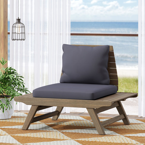 English Elm Christopher Knight Home® - Aticus Acacia 4-Person Outdoor Seating Group with Water-Resistant Cushions, Dark Grey Slatted Style 63744-2_63745_63747_65811DGRY