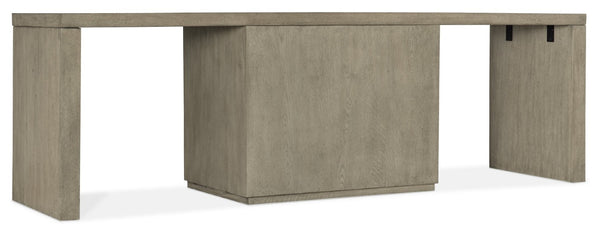 Hooker Furniture Linville Modern 72" Oak Veneer Desk In Smoked Mink Finish With Open Shelving, Float-Ready Design 24.00 L x 96.00W x 30.00H 6150-10925-85