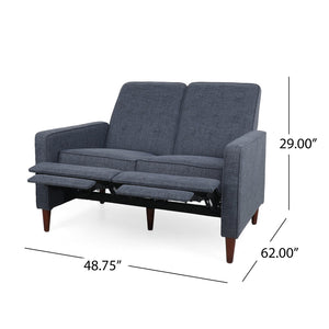 English Elm Christopher Knight Home® - DOUBLE Recliner Fabric Sofa with Plush Cushions and Space-Saving Design for Living Rooms, 49"L Dark Blue 72478.00FDBLU