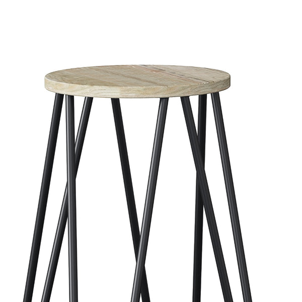 English Elm Simeon 30" Industrial Metal Bar Stool With Natural Elm Wood Seat - Modern Rustic Style & Comfort B136P159611-GIGA