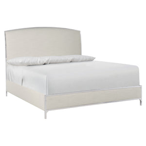 Bernhardt Bernhardt Silhouette Upholstered King Panel Bed With Cream Fabric, Polished Stainless Steel Trim K1582