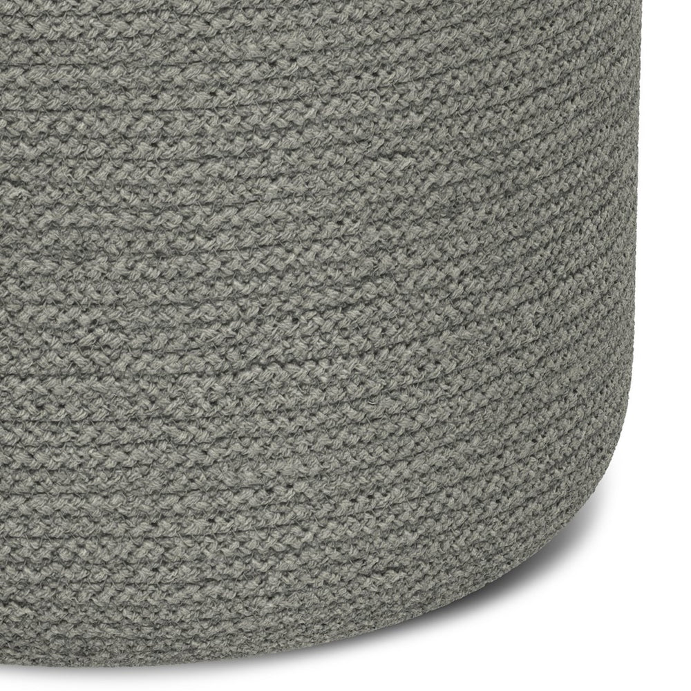 English Elm Serena Hand‑Braided Round Pouf Ottoman in Natural Jute — Durable Supportive Accent Seat for Living Areas Gray B136P159318