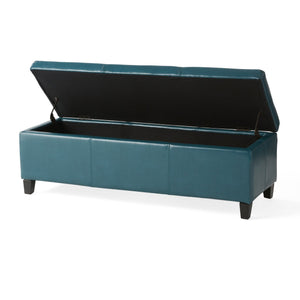 English Elm Glouster Bench Style Pu Leather Storage Ottoman with Soft Close Lid for Bedroom Teal 57742.00TEL