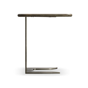 Bernhardt Bernhardt Melba Accent Table With Wire-Brushed Oak Top & Graphite Cast-Aluminum Sculptural Panel 564114