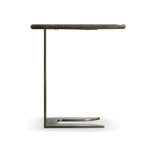 Bernhardt Bernhardt Melba Accent Table With Wire-Brushed Oak Top & Graphite Cast-Aluminum Sculptural Panel 564114