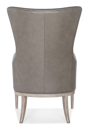 Hooker Furniture Kyndall Club Chair In Semi-Aniline Top-Grain Leather With Contrasting Kidney Pillow And Wood Legs Grey CC903-092