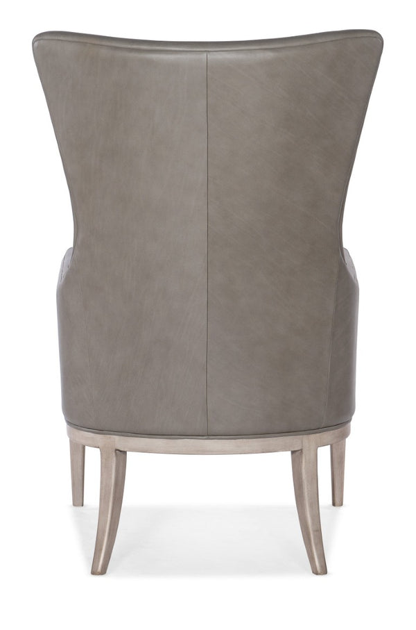 Hooker Furniture Kyndall Club Chair In Semi-Aniline Top-Grain Leather With Contrasting Kidney Pillow And Wood Legs Grey CC903-092