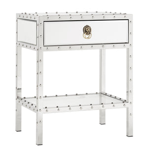 Homelegance By Top-Line Greyson Riveted Stainless-Steel Mirrored Accent Table Steel Stainless steel